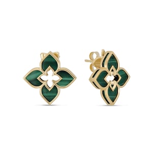 Roberto Coin Venetian Princess 18ct Yellow Gold Green Malachite Stud Earrings