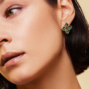 Roberto Coin Venetian Princess 18ct Yellow Gold Green Malachite Stud Earrings