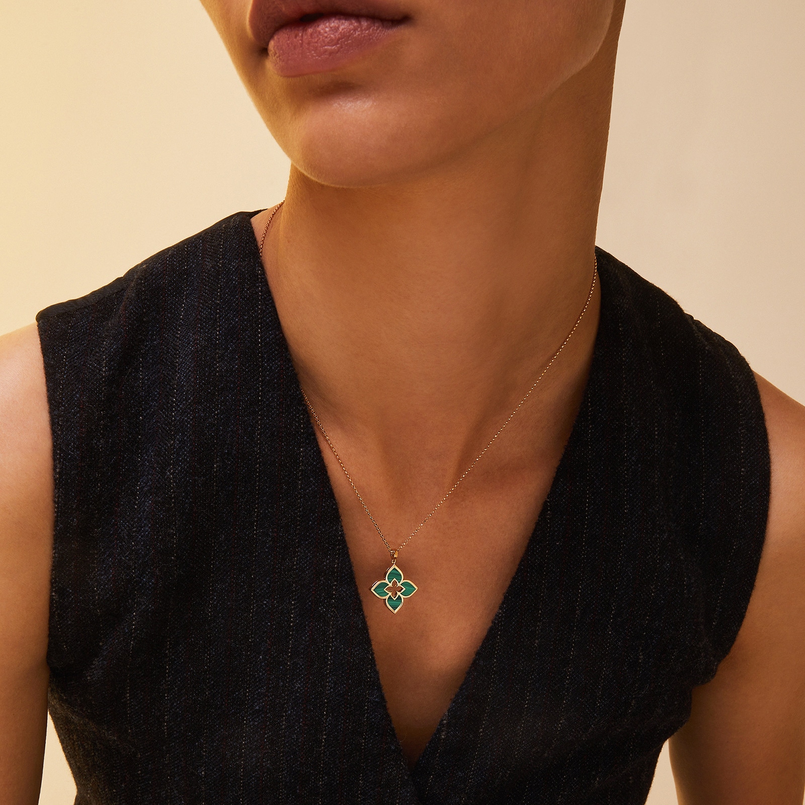 Roberto Coin Venetian Princess 18ct Yellow Gold Green Malachite Necklace
