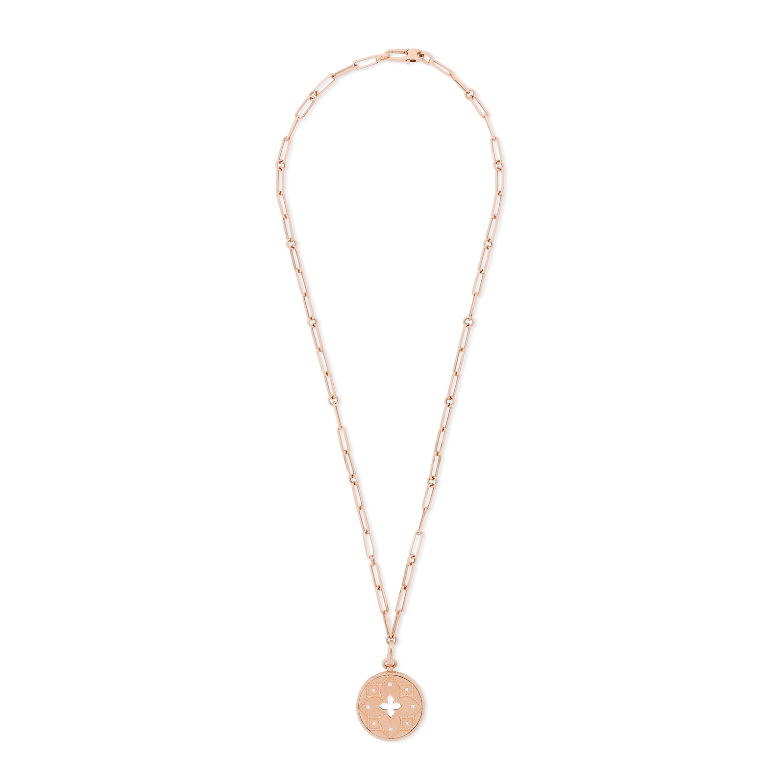 Roberto Coin Venetian Princess 18ct Rose Gold Medallion Diamond Necklace