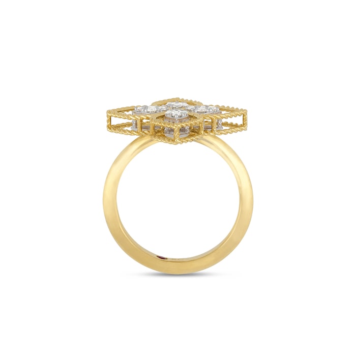 Roberto Coin 18ct Yellow Gold Princess Flower 0.18ct Diamond Ring