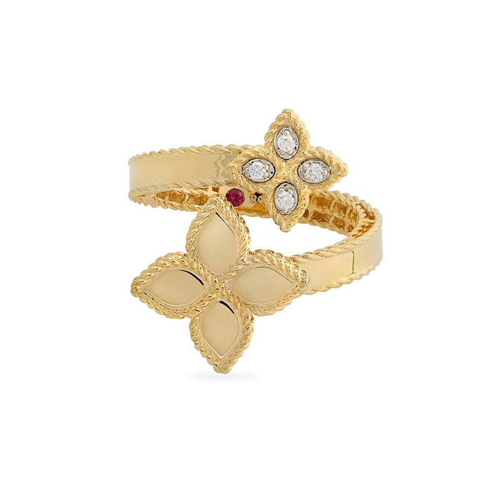 Roberto Coin 18ct Yellow Gold Princess Flower 0.04ct Diamond Ring