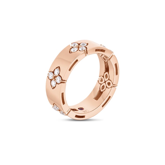 Roberto Coin 18ct Rose Gold Love In Verona 0.04ct Diamond 6mm Ring