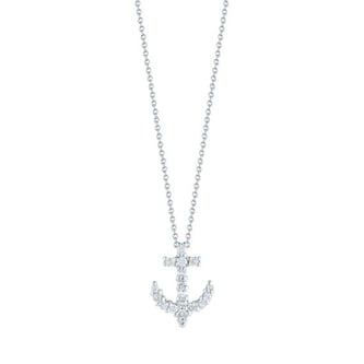 Roberto Coin 18k White Gold 0.15cttw Diamond Tiny Treasures Anchor Necklace 18"