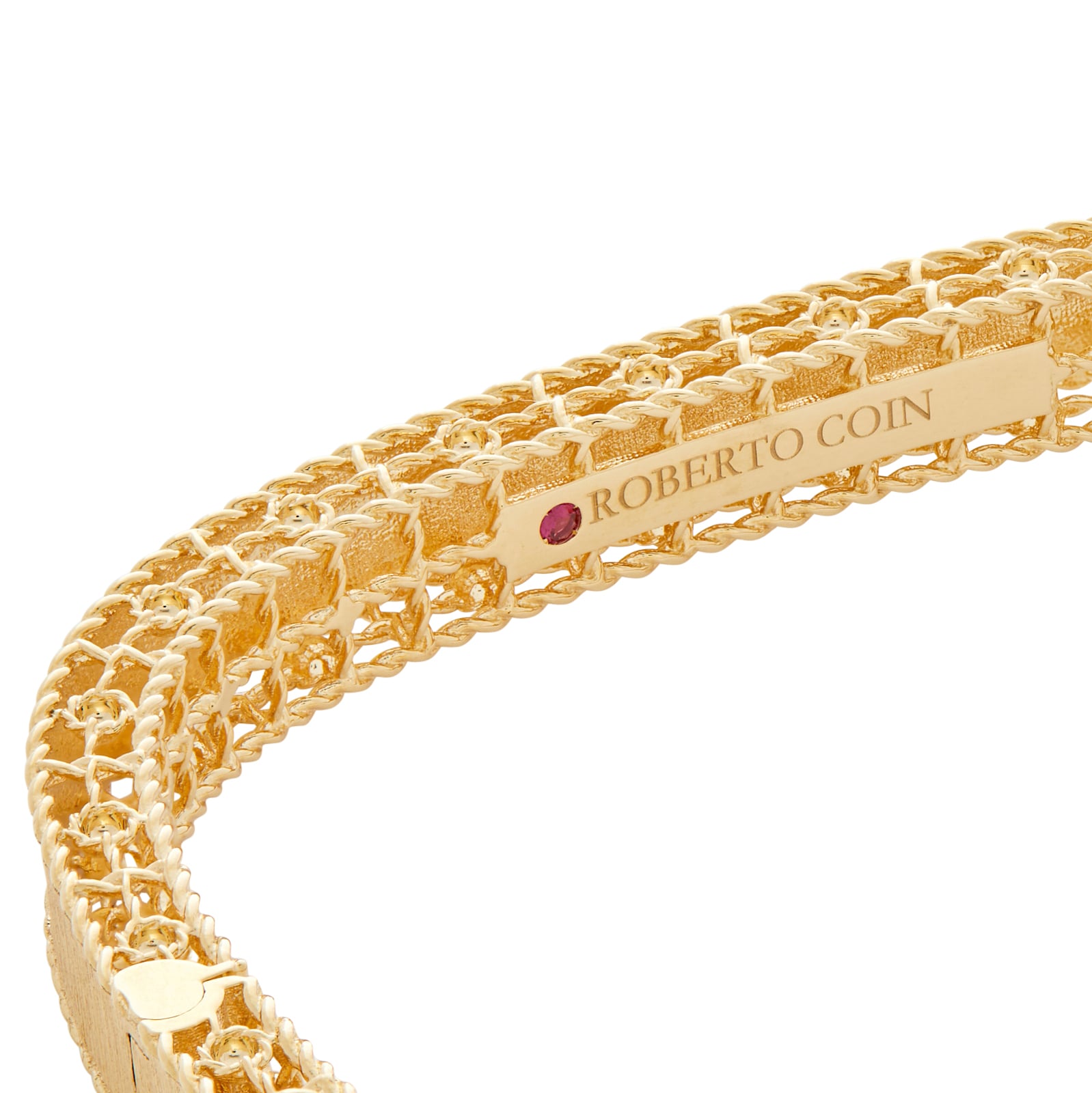 Roberto Coin 18k Yellow Gold Exclusive Venetian Princess Color 0.33cttw Emerald and Diamond Bangle