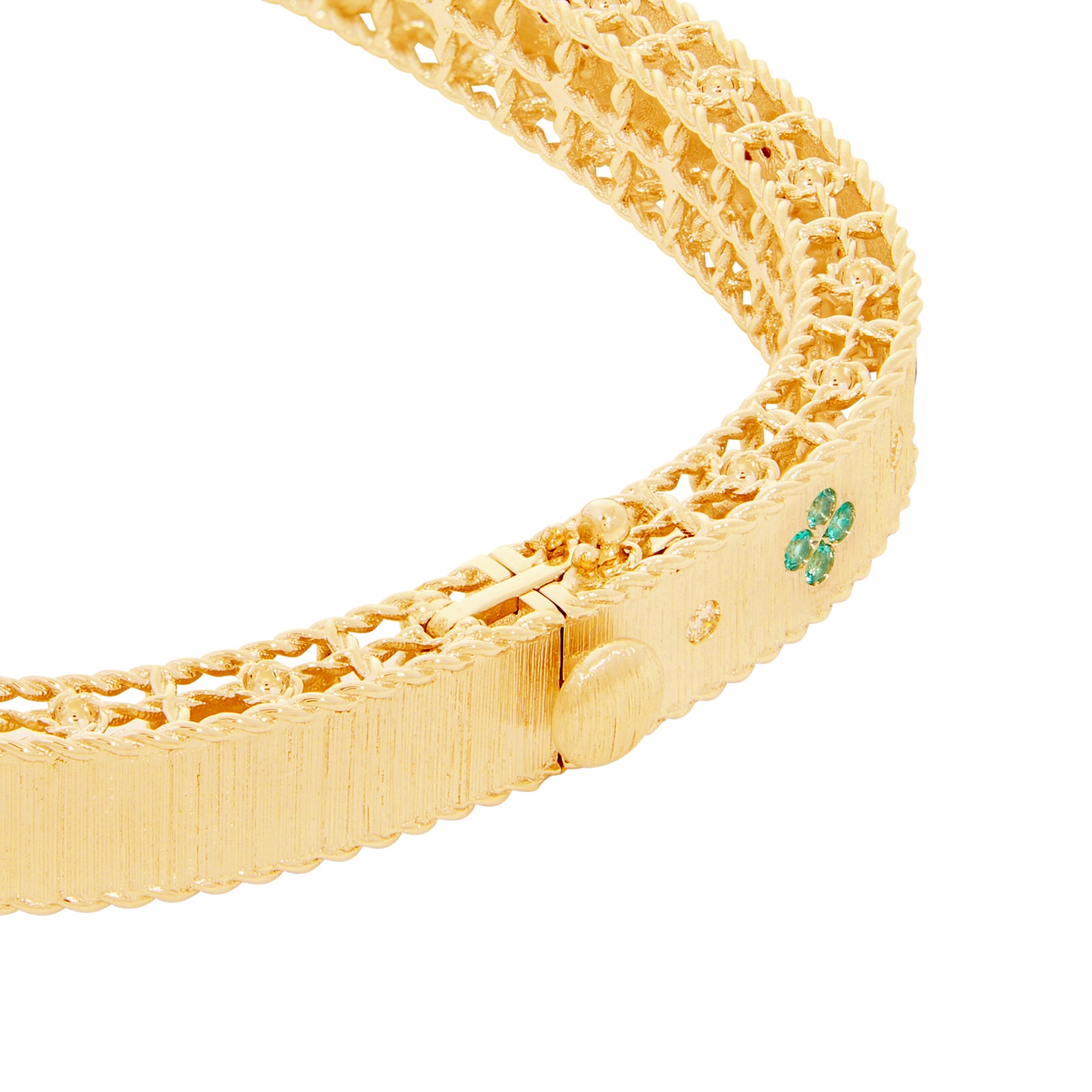 18k Yellow Gold Exclusive Venetian Princess Color 0.33cttw Emerald and  Diamond Bangle