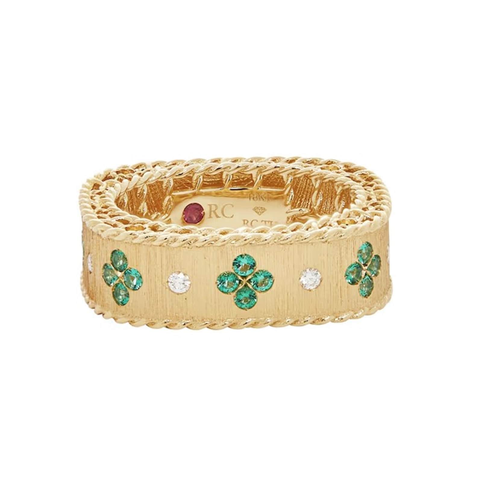 Roberto Coin 18k Yellow Gold Exclusive Venetian Princess Color 0.24cttw Emerald and Diamond Ring Size 6.5 Roberto Coin 18k Yellow Gold Exclusive Venetian Princess Color 0.24cttw Emerald and Diamond Ring Size 6.5