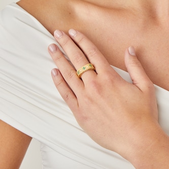 Roberto Coin 18k Yellow Gold Exclusive Venetian Princess Color 0.24cttw Emerald and Diamond Ring Size 6.5