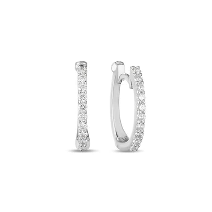 Roberto Coin 18k White Gold 0.20cttw Pave Diamond Small Hoop Earrings