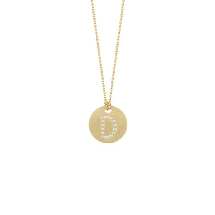 Roberto Coin 18k Yellow Gold 0.05cttw Diamond D Initial Disc Pendant