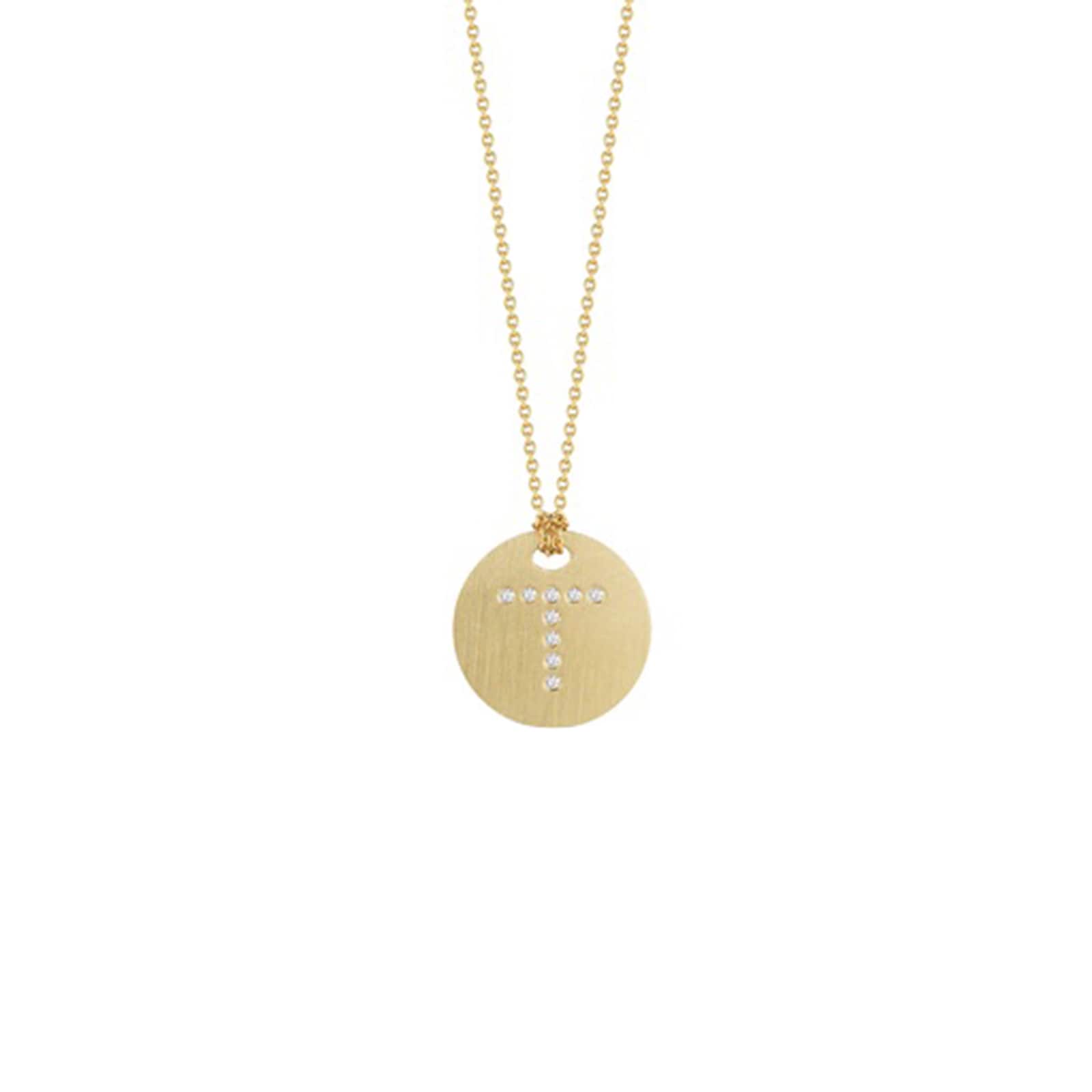 Roberto Coin 18k Yellow Gold 0.05cttw Diamond T Initial Disc Pendant