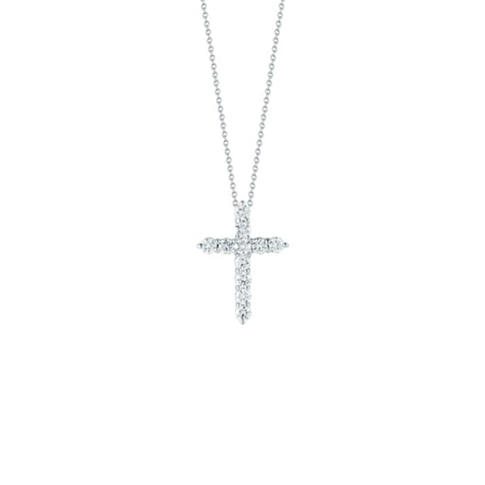 Roberto Coin 18k White Gold 0.88cttw Diamond Cross Pendant 18"