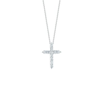 Roberto Coin 18k White Gold 0.88cttw Diamond Cross Pendant 18"