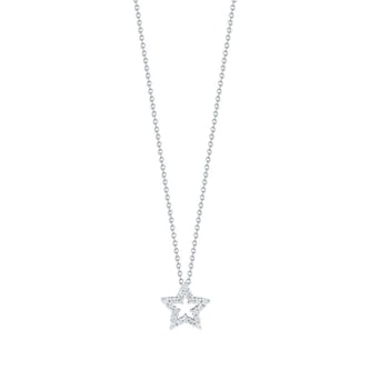 Roberto Coin 18k White Gold Tiny Treasures Small 0.08cttw Diamond Star Necklace 18"