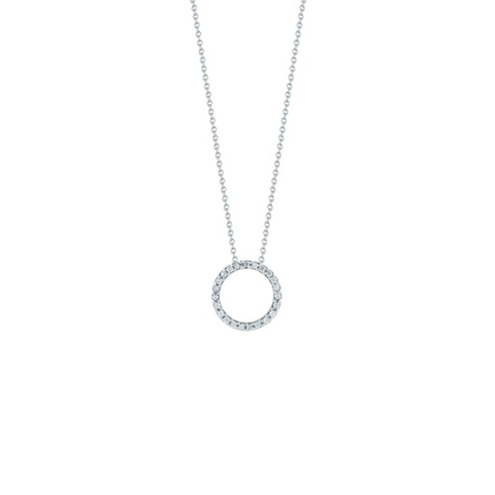 Roberto Coin 18k White Gold 0.09cttw Diamond XSmall Circle Pendant 16-18"