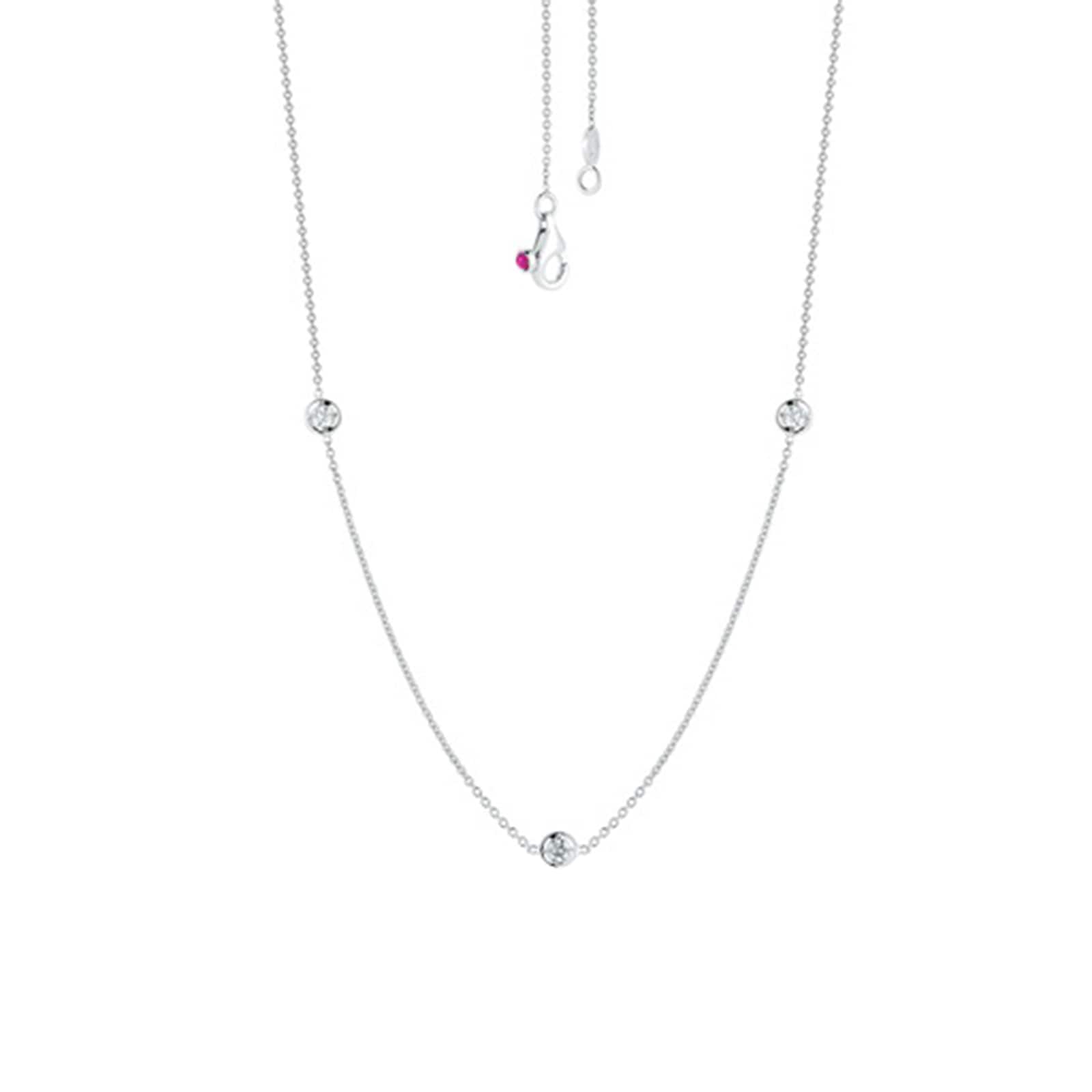 Roberto Coin 18k White Gold 0.15cttw Diamond 3 Stone Station Necklace 18"