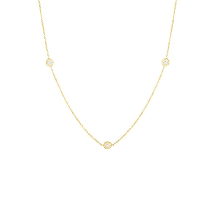Roberto Coin 18k Yellow Gold 0.15cttw Diamond 3 Stone Station Necklace 18"