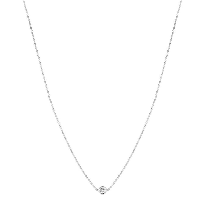 Roberto Coin 18k White Gold 0.10cttw Diamond Diamonds By The Inch Single Station Necklace 18"