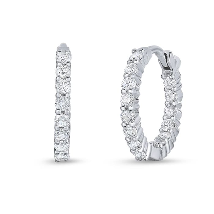 Roberto Coin 18k White Gold 0.76cttw Diamond Inside Outside Small Hoop Earrings