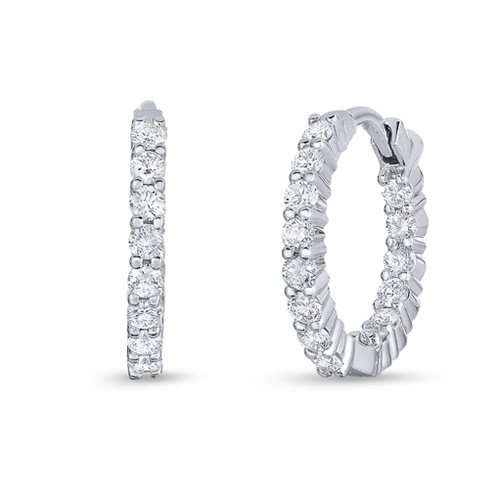 Roberto Coin 18k White Gold 0.76cttw Diamond Inside Outside Small Hoop Earrings Roberto Coin 18k White Gold 0.76cttw Diamond Inside Outside Small Hoop Earrings