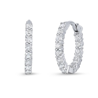 Roberto Coin 18k White Gold 0.76cttw Diamond Inside Outside Small Hoop Earrings