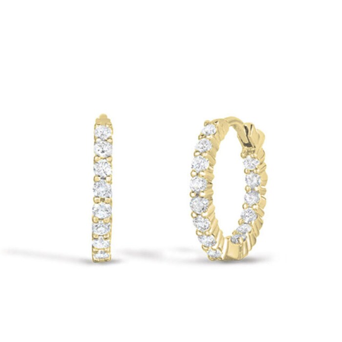 Roberto Coin 18k Yellow Gold 0.76cttw Diamond Inside Outside Small Hoop Earrings