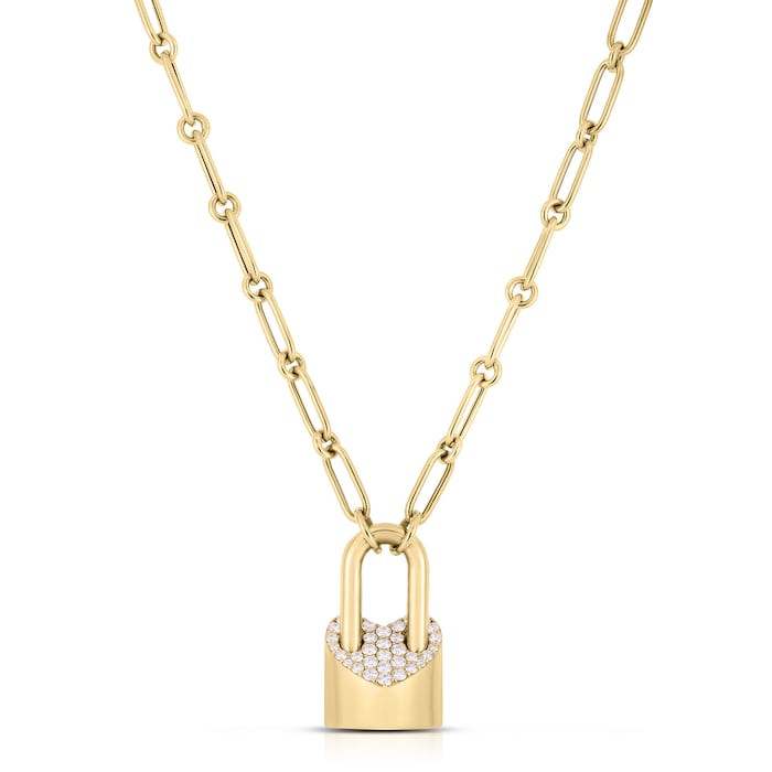 Roberto Coin 18k Yellow Gold 0.55cttw Diamond Lock Necklace