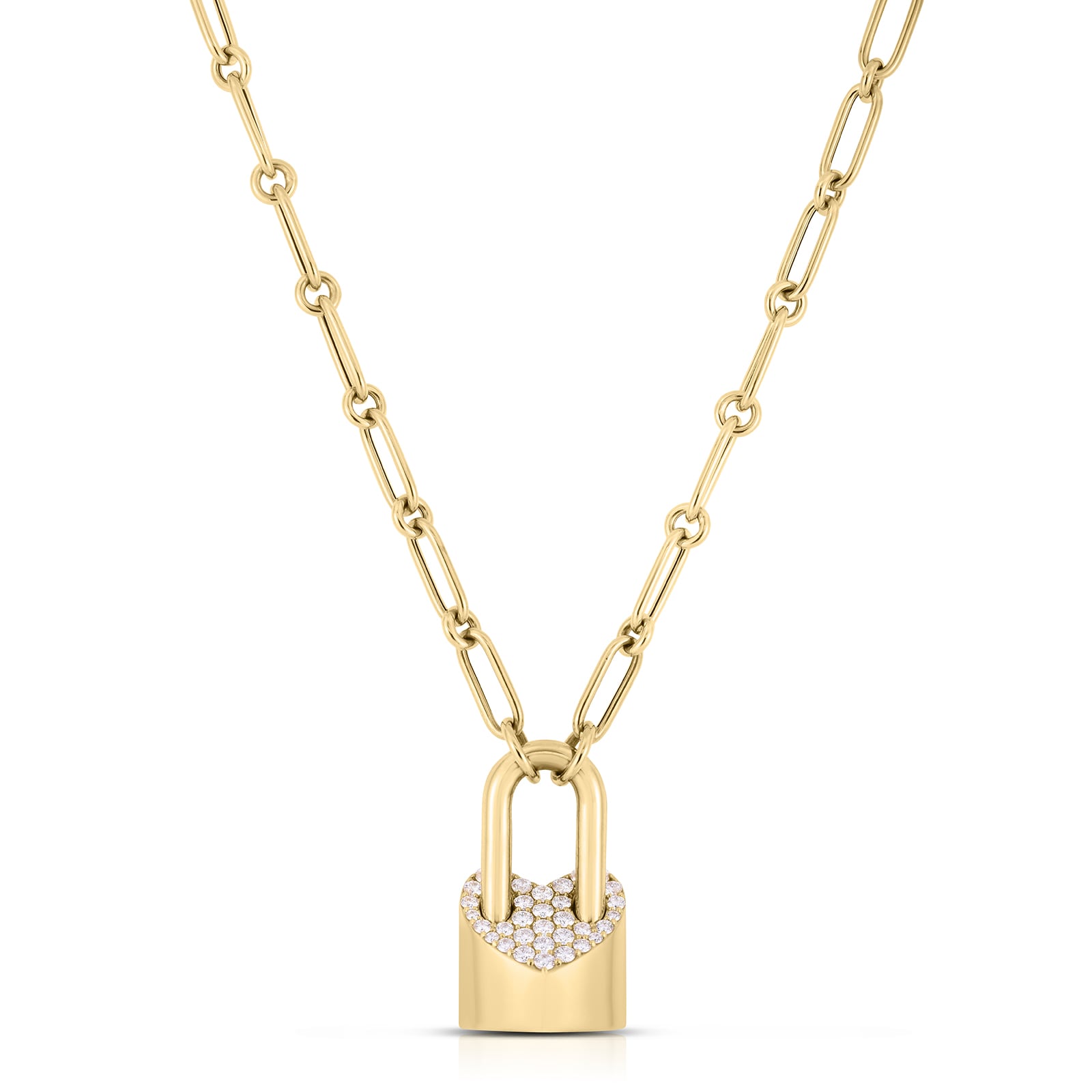 Roberto Coin 18k Yellow Gold 0.55cttw Diamond Lock Necklace
