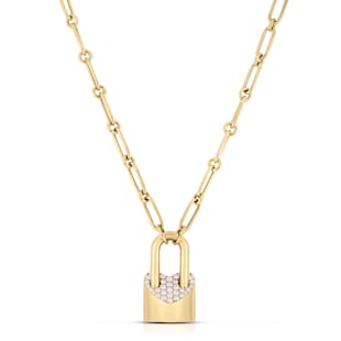 Roberto Coin 18k Yellow Gold 0.55cttw Diamond Lock Necklace