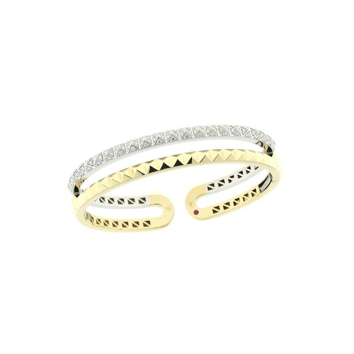 Roberto Coin 18k Yellow and White Gold 0.85cttw Diamond Rock and Diamonds Bangle