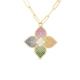 Roberto Coin 18k Yellow Gold 1.39cttw Sapphire and 0.35cttw Diamond Princess Flower Necklace