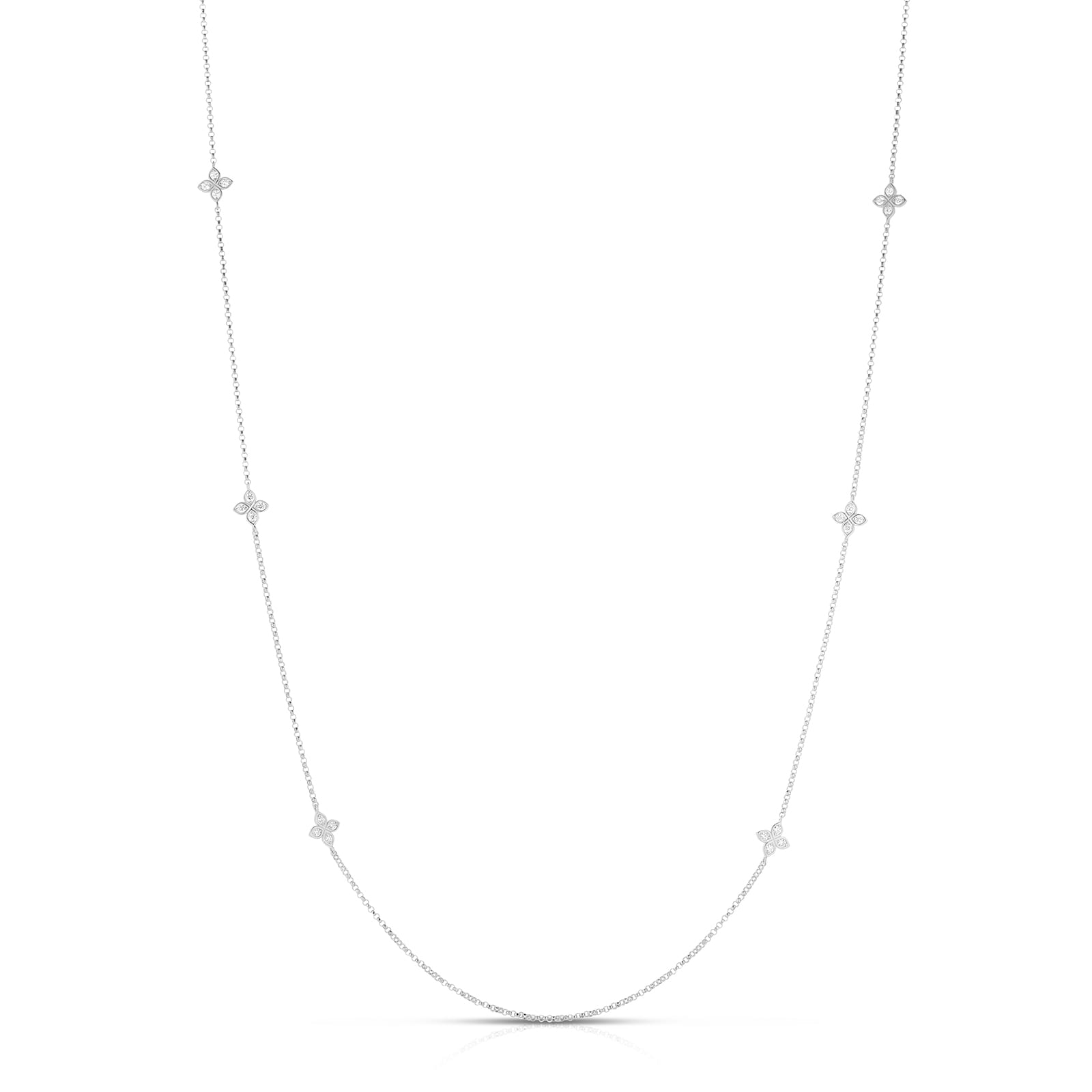 Roberto Coin 18k White Gold 0.49cttw Diamond 10 Station Love by the Yard Necklace 36"