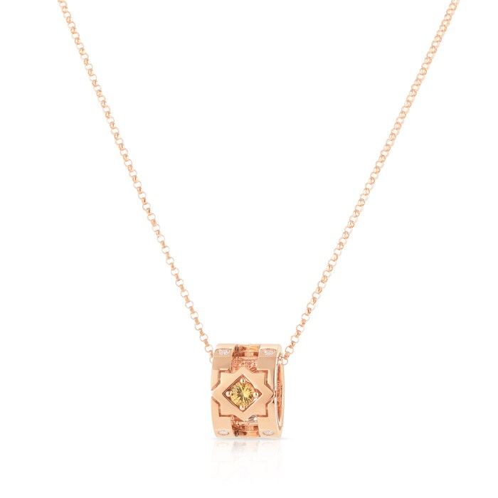 Roberto Coin 18k Rose Gold 0.07cttw Diamond and 0.32cttw Mixed Sapphire Navarra Necklace