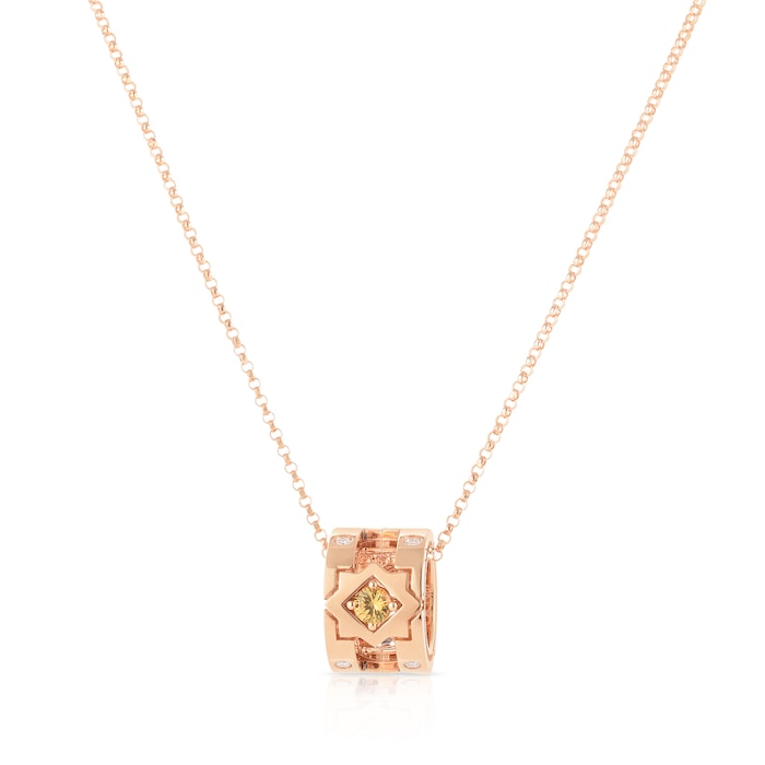 Roberto Coin 18k Rose Gold 0.07cttw Diamond and 0.32cttw Mixed Sapphire Navarra Necklace