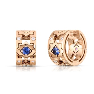 Roberto Coin 18k Rose Gold 0.19cttw Diamond and Mixed Sapphire Navarra Hoop Earrings Roberto Coin 18k Rose Gold 0.19cttw Diamond and Mixed Sapphire Navarra Hoop Earrings