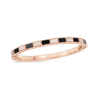 Roberto Coin 18k Rose Gold 0.40cttw Diamond and 2.85cttw Black Jade Art Deco Bangle Roberto Coin 18k Rose Gold 0.40cttw Diamond and 2.85cttw Black Jade Art Deco Bangle
