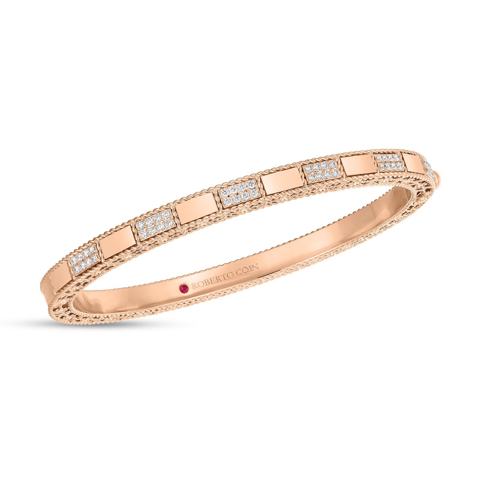 Roberto Coin 18k Rose Gold 0.40cttw Diamond Art Deco Bangle