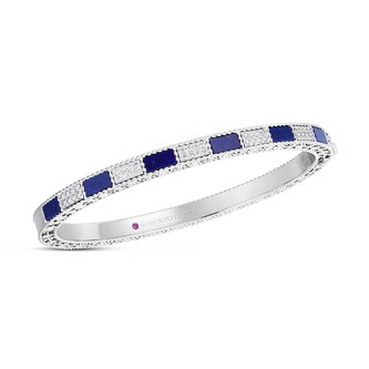 Roberto Coin 18k White Gold 0.40cttw Diamond and 2.75cttw Blue Lapis Art Deco Bangle Roberto Coin 18k White Gold 0.40cttw Diamond and 2.75cttw Blue Lapis Art Deco Bangle