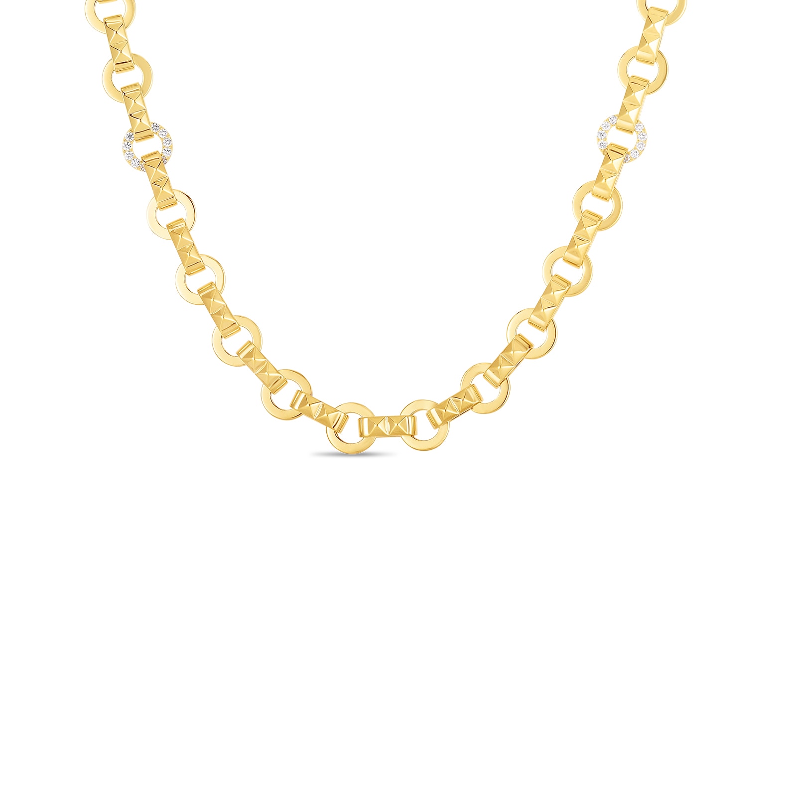 Roberto Coin 18k Yellow Gold 0.29cttw Diamond Obelisco Necklace 16.5"