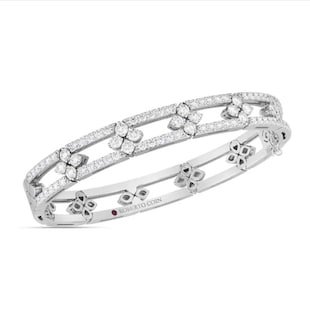 Roberto Coin 18k White Gold 3.69cttw Diamond Love in Verona Open Frame Bangle
