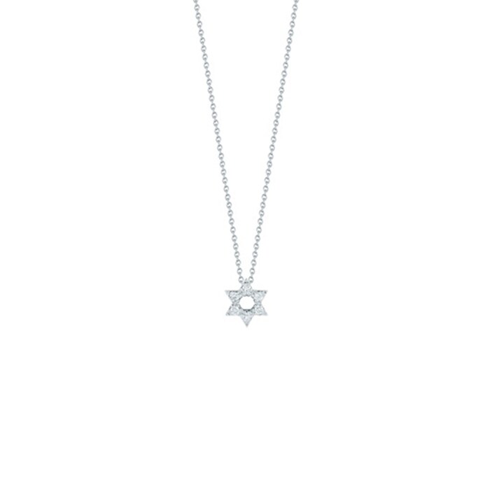 Roberto Coin 18k White Gold 0.09cttw Diamond Star of David Pendant 18"