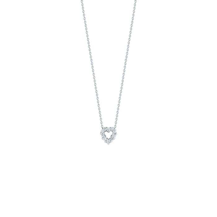 Roberto Coin 18k White Gold 0.11cttw Diamond XS Open Heart Pendant 18"