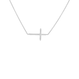 Roberto Coin 18k White Gold 0.10cttw Diamond Cross Pendant 18"