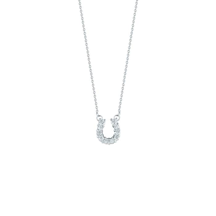 Roberto Coin 18k White Gold 0.45cttw Diamond Large Horseshoe Pendant 16-18"