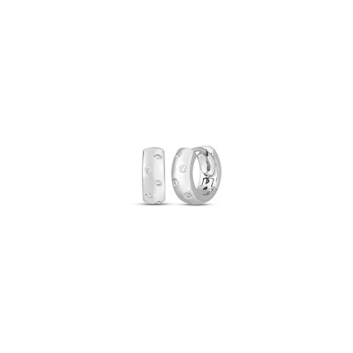 Roberto Coin 18k White Gold 0.14cttw Diamond 14mm Hoop Earrings