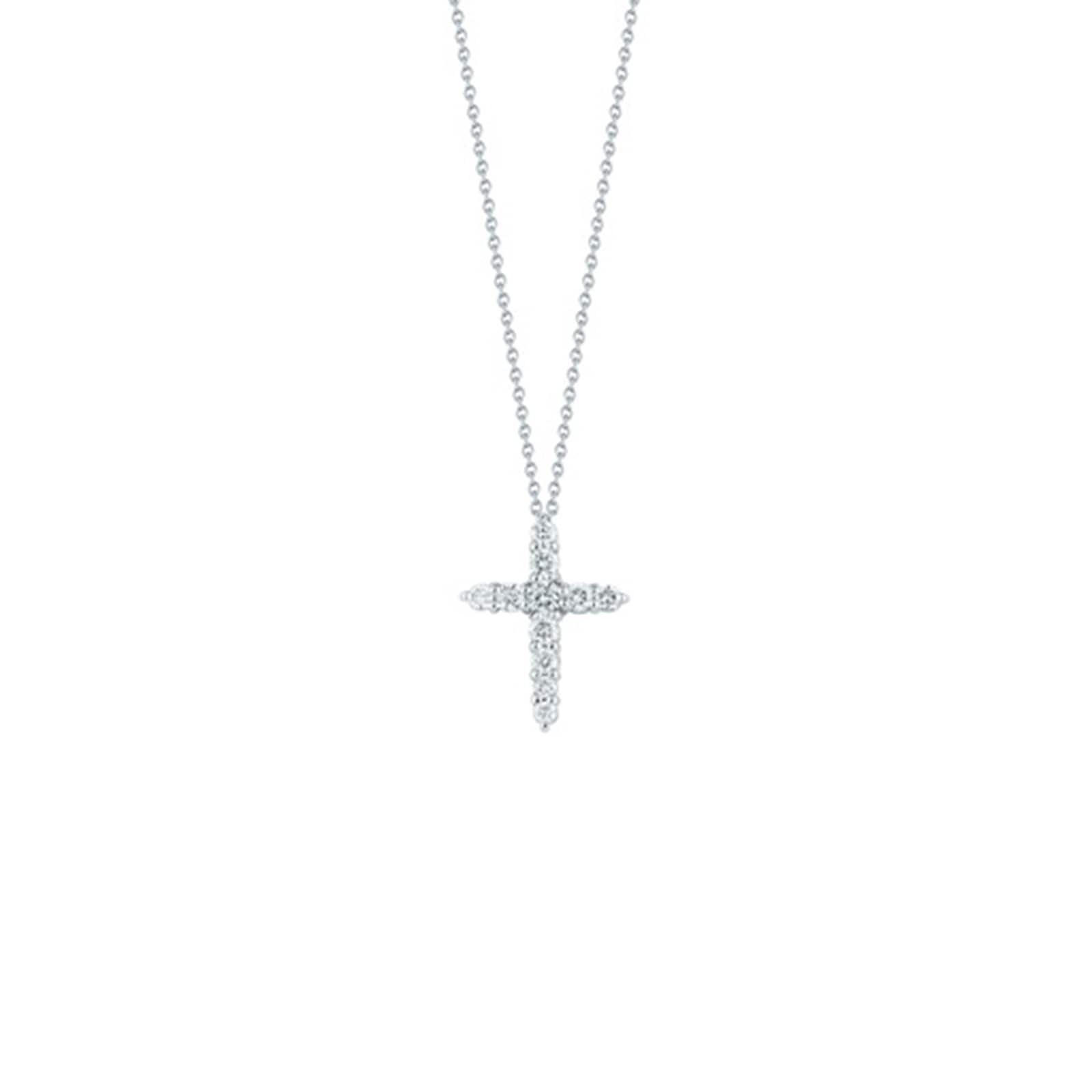 Roberto Coin 18k White Gold 0.39cttw Diamond Tiny Treasures Cross Pendant 18"