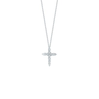Roberto Coin 18k White Gold 0.39cttw Diamond Tiny Treasures Cross Pendant 18"