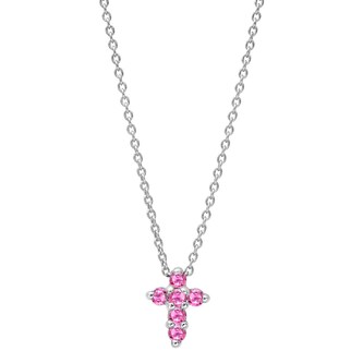 Roberto Coin 18k White Gold Pink Sapphire Cross Pendant Roberto Coin 18k White Gold Pink Sapphire Cross Pendant