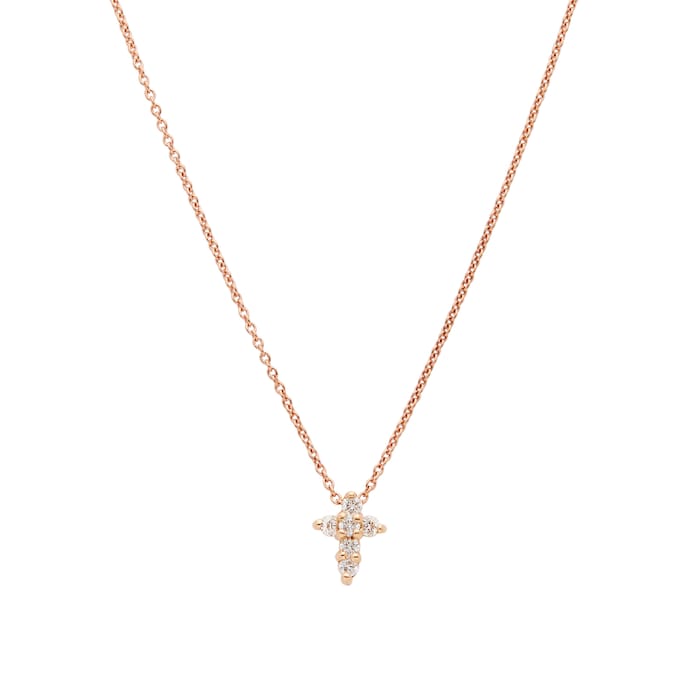 Roberto Coin 18k Rose Gold 0.11cttw Diamond Baby Cross Pendant 16-18"