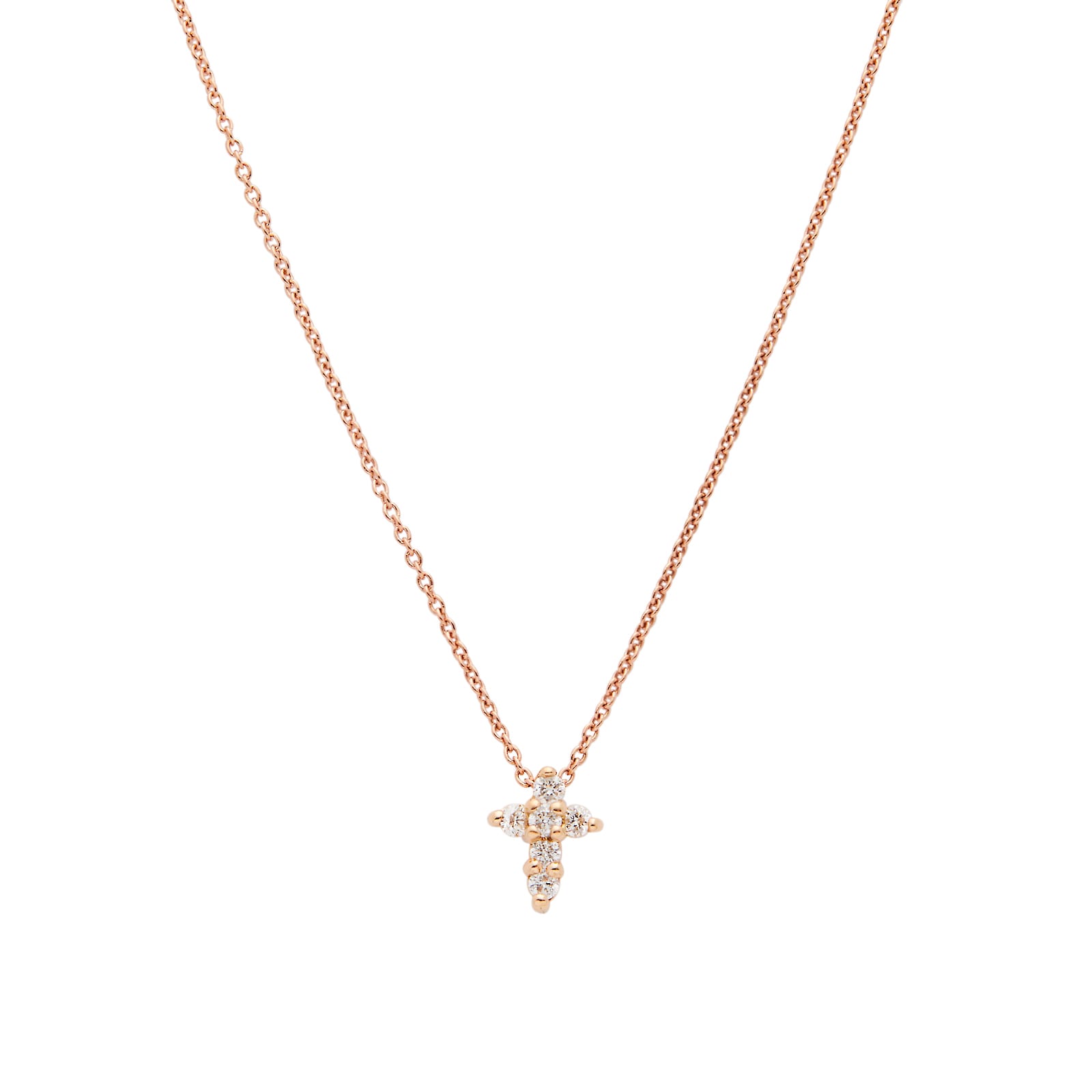 Roberto Coin 18k Rose Gold 0.11cttw Diamond Baby Cross Pendant 16-18" Roberto Coin 18k Rose Gold 0.11cttw Diamond Baby Cross Pendant 16-18"